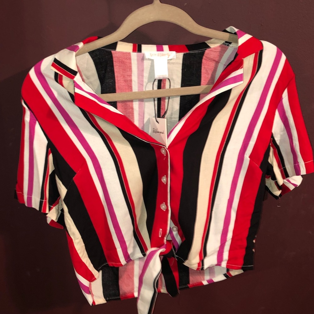 Tie crop top striped